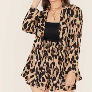 Leopard blazer and shorts set